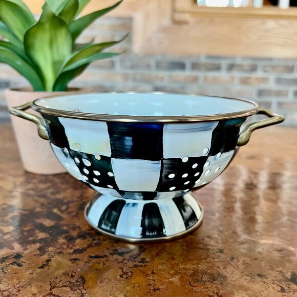 MacKenzie-Childs Courtly Check Small Colander - Picture 1 of 5